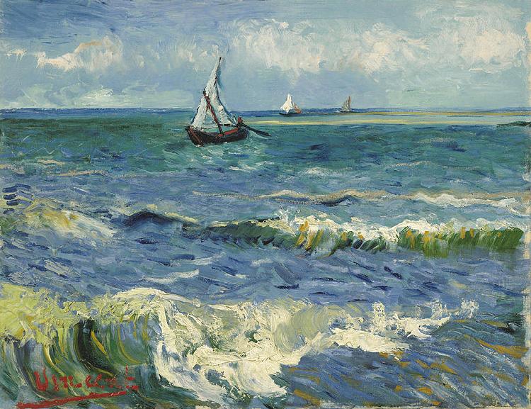 Vincent Van Gogh Zeegezicht bij Les Saintes-Maries-de-la-Mer Norge oil painting art
